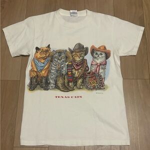 1990s Prints Of Tails Texan Cats FAB Graphic T-Shirt